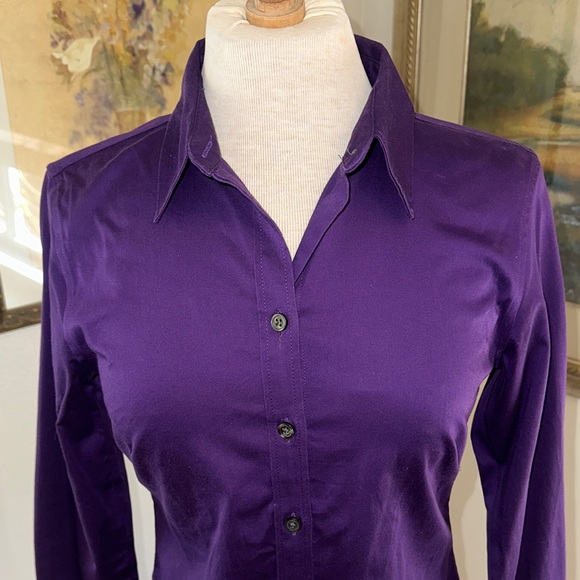 Banana Republic No Iron Purple Women's Button-Up Shirt Size 4 - Picture 7 of 13